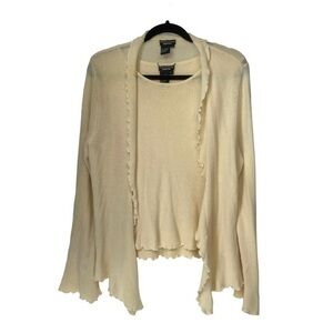 Doncaster Collection Cashmere Blend Sweater Set in Ivory Size Large